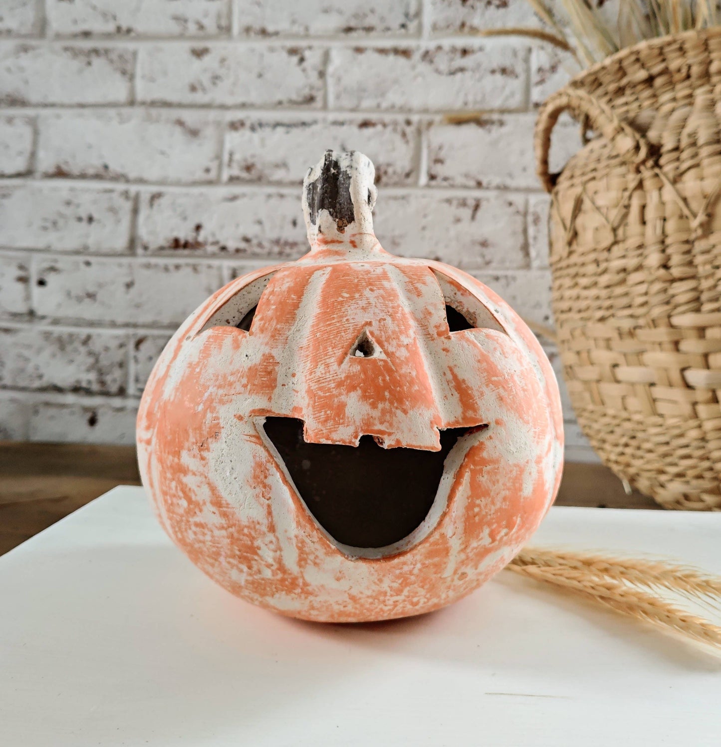 Clay Decorative Pumpkin with Face_Small