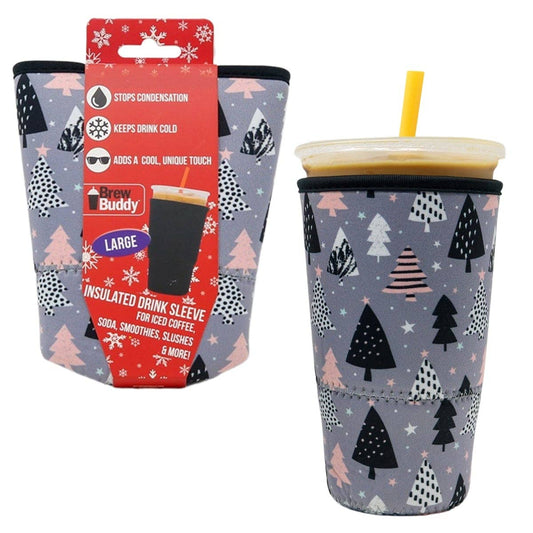 Brew Buddy Iced Coffee Sleeve - Greyscale Trees: Large
