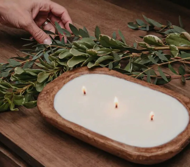 3-Wick Soy Candle in Dough Bowl- Holiday Scent