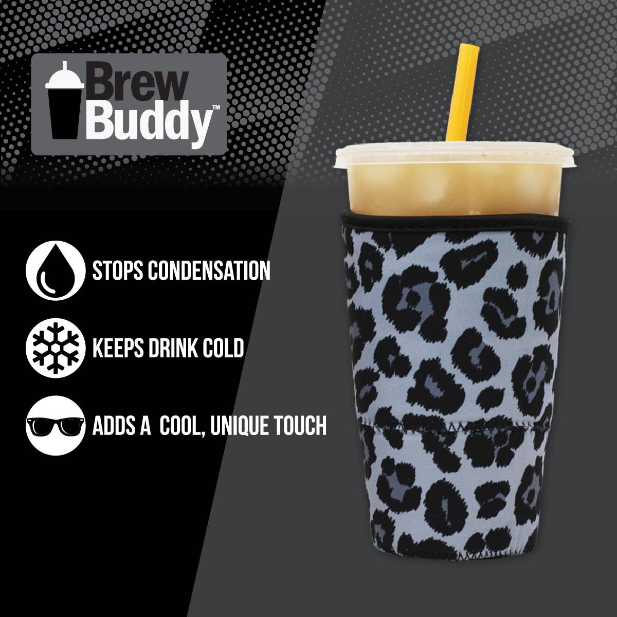 Brew Buddy Iced Coffee Sleeve - Greyscale Trees: Medium